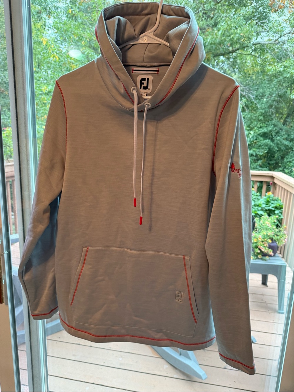 FootJoy Gray Pullover Hoodie with Red Stitching